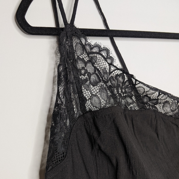 FREE PEOPLE • Black Premonitions One Shoulder Lace Bodycon Slip Dress NEW S / M - Picture 5 of 6